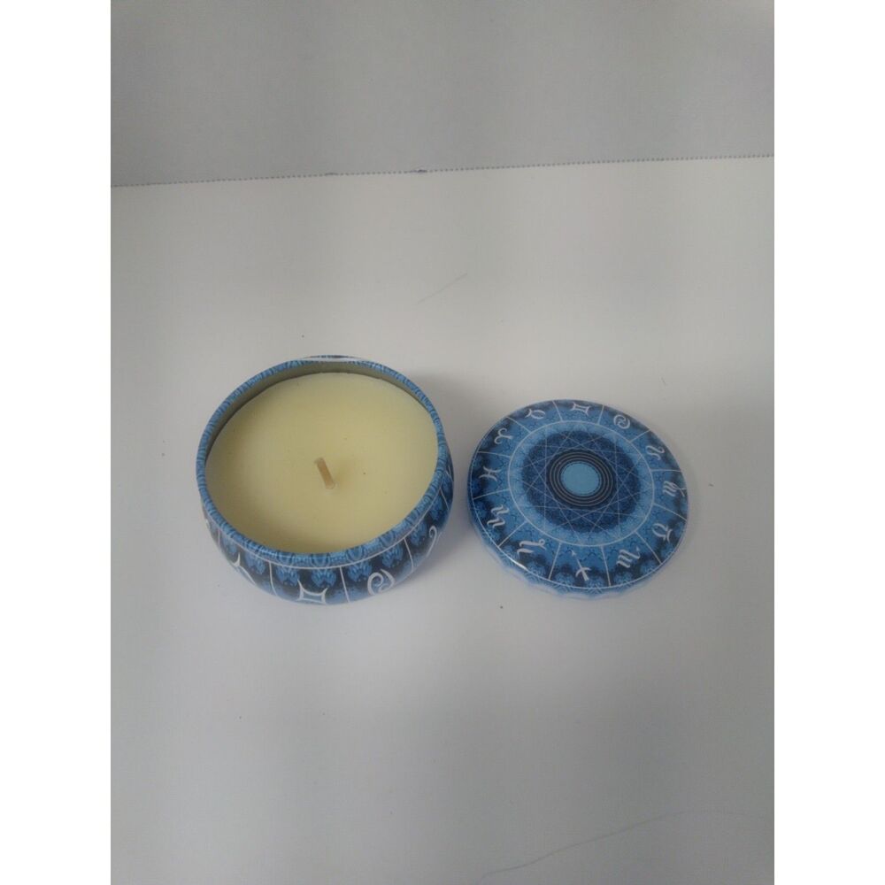 Zodiac Symbols Tin Candle Vanilla New